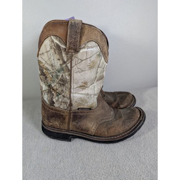 Justin Work Boots Men’s 11.5 EE Brown Leather Realtree Camo Waterproof WK4675 main image 6